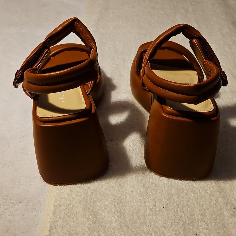J. Adams Brown Synthetic Slingback Wedge Sandals Women's Size 7.5 - Picture 3 of 4